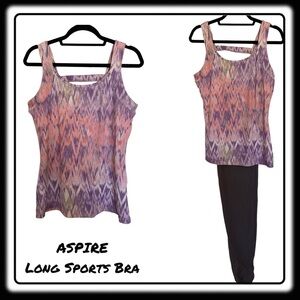 ASPIRE LONG sports bra. Large. Impossible to find! Solid pink purple grey cream
